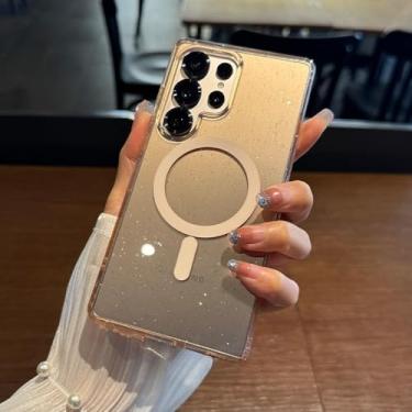 Imagem de MVVKKY Para S24 Ultra Case Luxo Glitter Transparente Capa de Telefone PC (Para S24 Ultra/Gold CiXi)