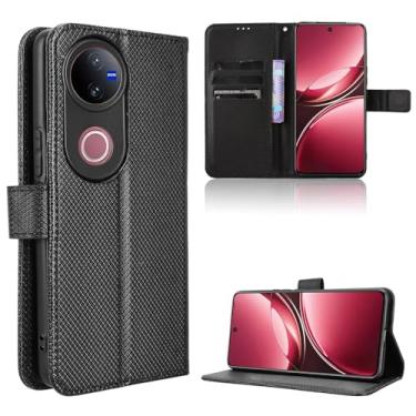 Imagem de Elubugod Capa de couro compatível com Vivo V50 5G, capa flip de couro PU compatível com Vivo V50 5G V2427 capa preta