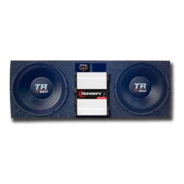 Imagem de Caixa 2 alto falante triton tr 620 4 ohms duto régua vertical + módulo taramps som automotivo