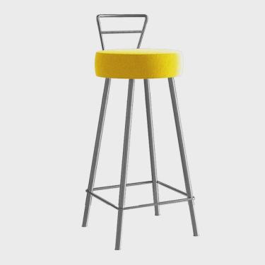 Imagem de Banqueta Alta Com Encosto Tina Eiffel Cozinha Bar Bistrô Ferro Cinza Sintético Amarelo - Ahazzo Móveis