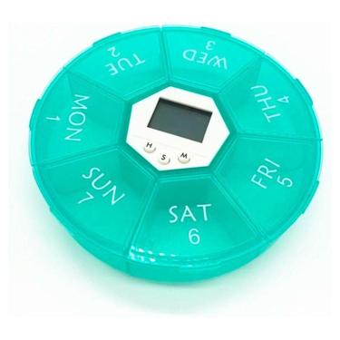 Imagem de Caixa Porta Comprimidos Organizador De Remédios 7 Dias Da Semana Com Relógio E Despertador