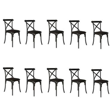 Imagem de Kit 10 Cadeiras Katrina Assento Corano Preto Aço Preto