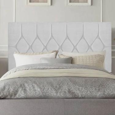 Imagem de Cabeceira Estofada Istambul Botão Capitonê 160cm Queen Size Para Cama Box Quarto Tecido Sintético Branco - Ahz Móveis
