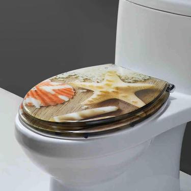 Imagem de O assento do banheiro, perto, assento de vaso sanitário de resina transparente, assento de vaso sanitário de resina anti -deslizamento, assento de vaso sanitário espessado, lento, fácil de i