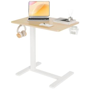 Imagem de Claiks Mesa de cama ajustável em altura com rodas, mesa portátil para laptop, mesa móvel para uso doméstico e hospitalar, natureza 64,8 cm