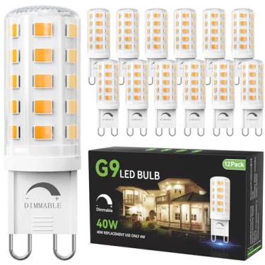 Imagem de TJOY Pacote Com 12 Lâmpadas Led G9 Reguláveis, Equivalente A 4 W, 40 Watts, 3000 K, Branco Quente Suave, Base De Dois Pinos T4 G9, Lâmpada De Reposição Halógena, Soquete G9 Para Lustre De Parede, 1