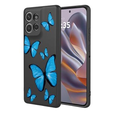 Imagem de KOARWVC Capa de celular para Moto Edge 50 Neo, capa Motorola Edge 50 Neo com design de padrão de borboleta, fina, protetora, macia, amortecedora, para Motorola Edge 50 Neo Black Butterfly