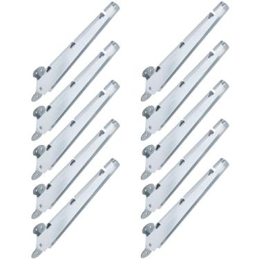 Imagem de Antrader Braço de arame farpado para cerca de corrente de trilho superior, extensões de braço de arame farpado de aço galvanizado ou montadas em superfície, 10 peças, prata