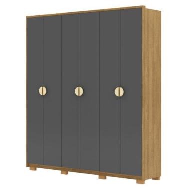 Imagem de Guarda Roupa Casal 203cm Com 6 Portas Noronha Nature/Alasca - Vila Ric