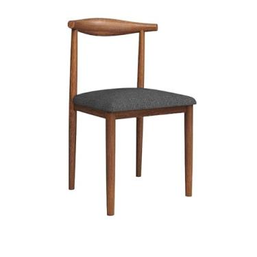Imagem de Cadeira de jantar ergonômica com acolchoamento confortável e design resistente (nogueira [almofada de assento de tecido cinza escuro])