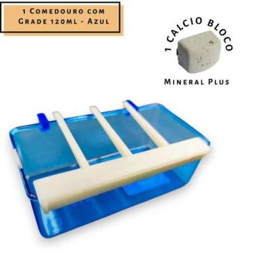 Imagem de 1 Comedouro 120ml c/ Grade + 1 Calcio Mineral Plus - Calopsita Passaro