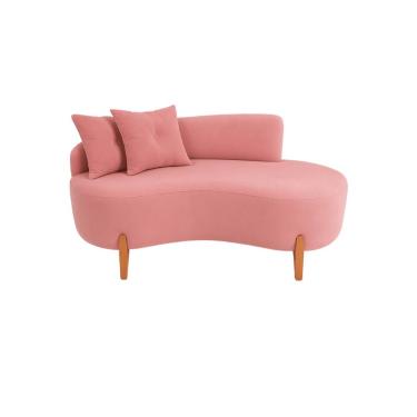 Imagem de Sofá Orgânico 2 Lugares C/2 Almofadas Curvo Sala Recepção Veludo Rosê  - Montanaris Decor