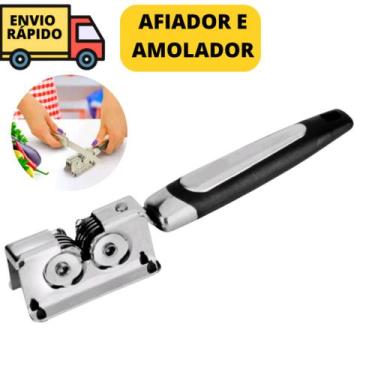 Imagem de Amolador De Facas Tesouras Canivetes Afiador Com Cabo Aço Inox 6 Rolda