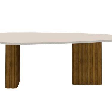 Imagem de Mesa com Tampo Orgânico com Vidro 75x200x100cm Freijó/Off White