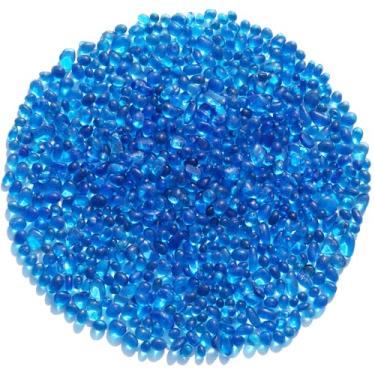 Imagem de QYGL Pedras de vidro marinho - pedras preciosas de vidro transparente azul marinho - perfeitas para pedras de aquário, cascalho de aquário de peixes, enchimentos de vasos, artesanato DIY e decoração