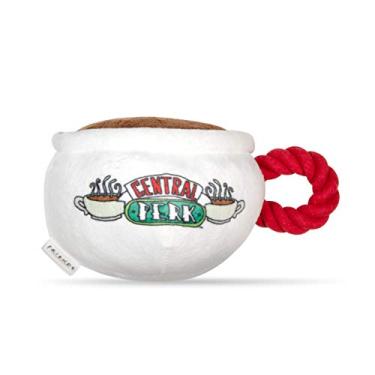 Imagem de Caneca de café da Friends TV Show Central Perk brinquedo de pelúcia para cachorro com alça de corda | Brinquedo macio e bonito para todos os cães | Brinquedos de pelúcia para cães com ruído de barulho para maior diversão, lembranças de amigos