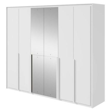 Imagem de Guarda Roupa Casal Imperatore 6 Portas Branco Brilho com Kit Sapateira e Espelho – Lopas