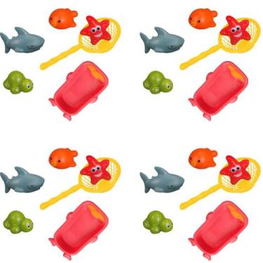 Imagem de 4 Kit Brinquedo de banho para bebê infantil bichinhos coloridos intera