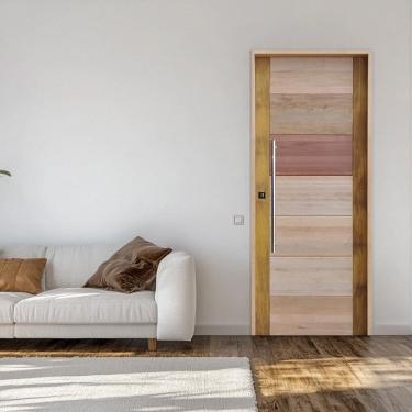 Imagem de Porta Batente Eucalipto 14 Puxador Barra chata 80cm X 92cm X 210cm Direito Rodam 3B