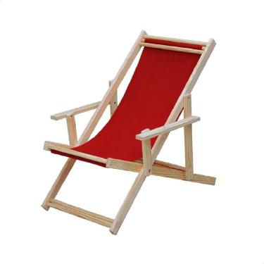 Imagem de Espreguiçadeira Preguiçosa Dobrável Madeira Maciça Natural Vermelho