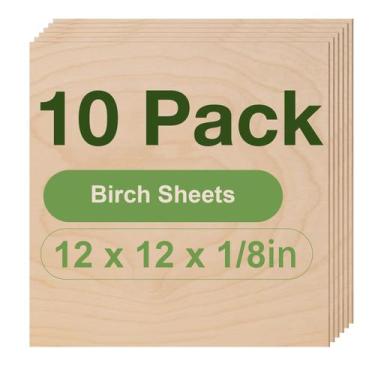 Imagem de Folhas de madeira compensada ROBOTIME, pacote com 10 bétulas, 30 x 30 