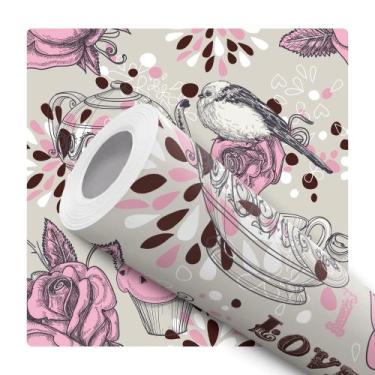 Imagem de Papel De Parede Adesivo Lavável pra Cozinha Floral Flores Tons Amarelo