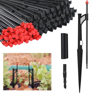 Imagem de Yiyiring 50 peças de estacas de irrigação por gotejamento de 32,20 cm com emissores de pulverizador de 360 graus e elevador de extensão de aspersor para tubo de gotejamento de 1/10.2 cm Estacas para