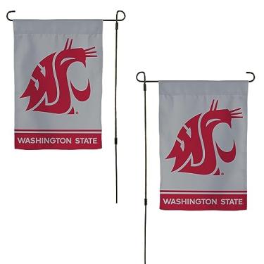 Imagem de Desert Cactus Bandeira de jardim WSU da Washington State University – Faixa Washington State Cougars de 48 x 30 cm, para exibição ao ar livre e eventos (Design B)