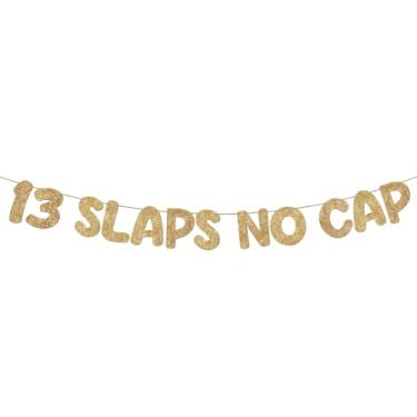 Imagem de Fulmoon Pre Strung 13 Slaps No Cap Banner Glitter Decorações de aniversário de 13 anos para adolescentes de 13 anos de idade placa de aniversário de festa suprimentos (champanhe ouro)