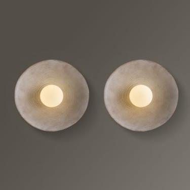 Imagem de MinMinCheng Pacote Com 2 Arandelas De Parede Japonesas Retrô, Lâmpadas Resina Estilo Wabi-Sabi G4, Luz Quente, Decoração Para Casa, Luminárias Cabeceira Quarto, Sala Estar, Jantar