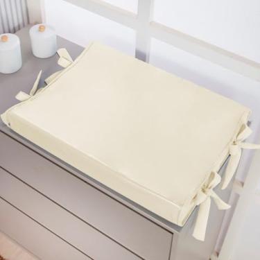 Imagem de Trocador de Bebê Anatômico para Cômoda, Plastificado, com Alça de Amarrar, Disponível em Branco, Bege e Creme (Creme, M liso - 55x40)
