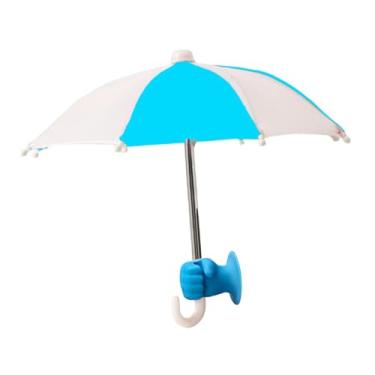 Imagem de oshhni Suporte para guarda-chuva de telefone, capa à prova de chuva, viseira solar, ventosa, suporte para fotografia externa, navegação para carro e, Branco Azulado