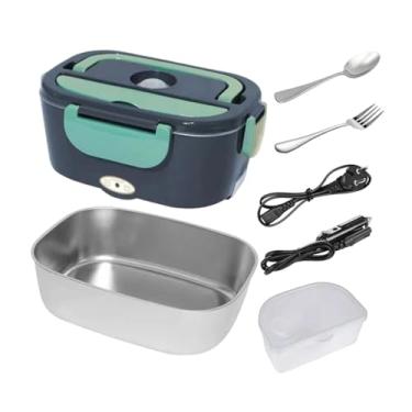 Imagem de WeiLaiKeQi Lancheira elétrica, aquecedor de alimentos, lancheira, recipiente prático para almoço, com alça, para trabalho, caminhão, escritório, viagens, Cinza Verde