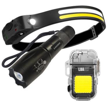 Imagem de Kit Iluminação Noturna Com Lanterna Led E Isqueiro Plasma - OBA TERMIC
