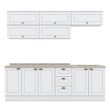 Imagem de Cozinha Modulada Americana 8 Peças Balcão 120cm com Tampo - Móveis Hen