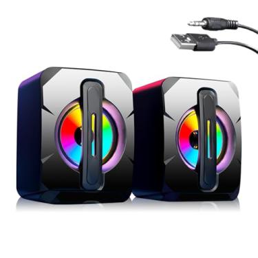 Imagem de Mini de Computador Estéreo Menos Distorção USB Alimentado Pequeno Alto-falante para PC de Mesa Laptop,Laptop Desktop Gaming Alto-falante Estéreo de Computador