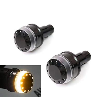 Imagem de MC MOTOPARTS Extremidades de barra CNC pretas com luzes âmbar compatíveis com MT-10 FZ-10 R125 TDM900 XSR 700 900 MT-07 MT-09 SR FZ-09 15 16 17 18 20 21 22 23 2024 2020 25
