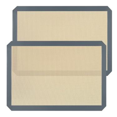 Imagem de Runivor Tapete de silicone para assar, folhas de silicone para assar 40 cm C x 29 cm L x 29 cm L, reutilizável, tapete de cozimento seguro para alimentos, assadeira cinza escuro para fazer macarrão