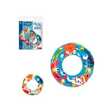 Imagem de Boia Infantil Circular Oceano, 50cm, Transparente e Azul, PVC, para Piscina e Praia