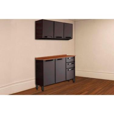 Imagem de Cozinha Modulada Bertolini Estilo 2 Peças (1Aéreo+1Balcão) C2P08 Cinza/Grafite-Bertolini