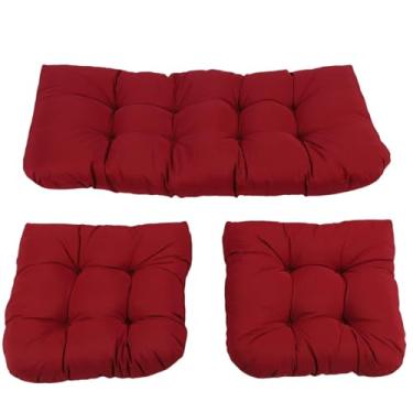 Imagem de AYNEFY Cadeira de Cadeira Weiden Conjunto de Almofada Confortavelmente Resistente a Mobília de Terraço na Varanda Interna e Externa de Lugares Comerciais 3pcs (Vinho vermelho)