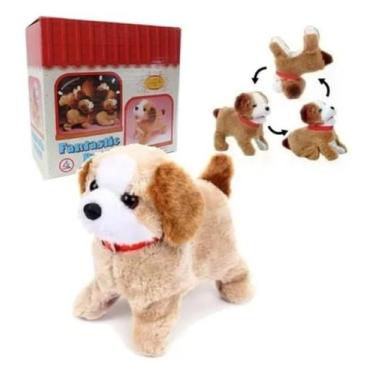 Imagem de Brinquedo Infantil Cachorrinho Pelúcia Pula Anda Late E Cambalhota A P