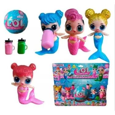 Imagem de Binquedo Infantil Kit 4 Mini Bonecas Lol Sereia Bola Acessórios Menina