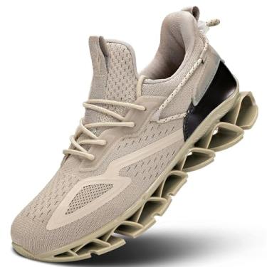 Imagem de Sapato Oxford masculino casual leve com cadarço moderno tênis de caminhada, Cáqui Branco, 39