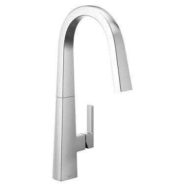 Imagem de Moen Torneira de cozinha Nio Chrome One Handle Pulldown com Power Clean, alça de destaque incluída para personalização, S75005
