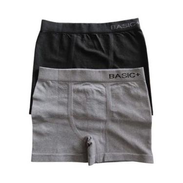 Imagem de Kit Cuecas Boxer Infantil 2 Peças Preta e Mescla Tamanho 10 - Basic+