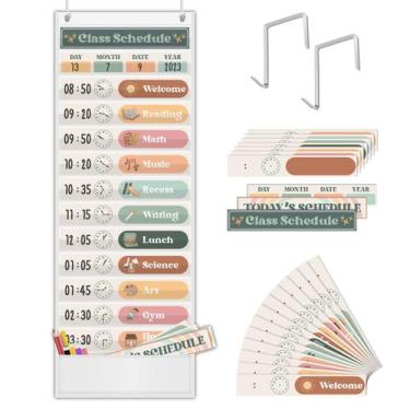 Imagem de Pocket Chart Godery Boho Daily Schedule Decoração de sala de aula