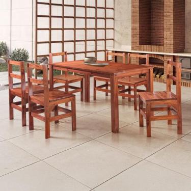 Imagem de Mesa de Jantar 6 Lugares Cherry Madeira Maciça Mogano - Pnr Móveis, Ma