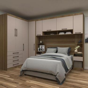 Imagem de Quarto Modulado Casal de Canto 6 Peças 8 Portas 4 Gavetas Paris Lucian