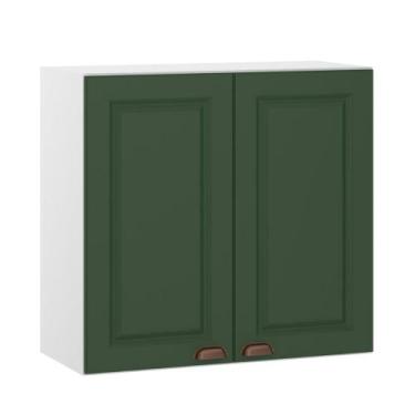 Imagem de Armário Aéreo Projetado 80cm 2 Portas Cristal Luciane, Branco/Verde Pe